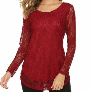 SoTeer Women's Lace Casual Tops Short Sleeve/Long